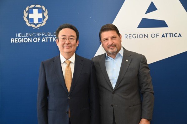 Νίκος Χαρδαλιάς και Xia Linmao στη συνάντηση Περιφέρειας Αττικής και Δήμου Πεκίνου