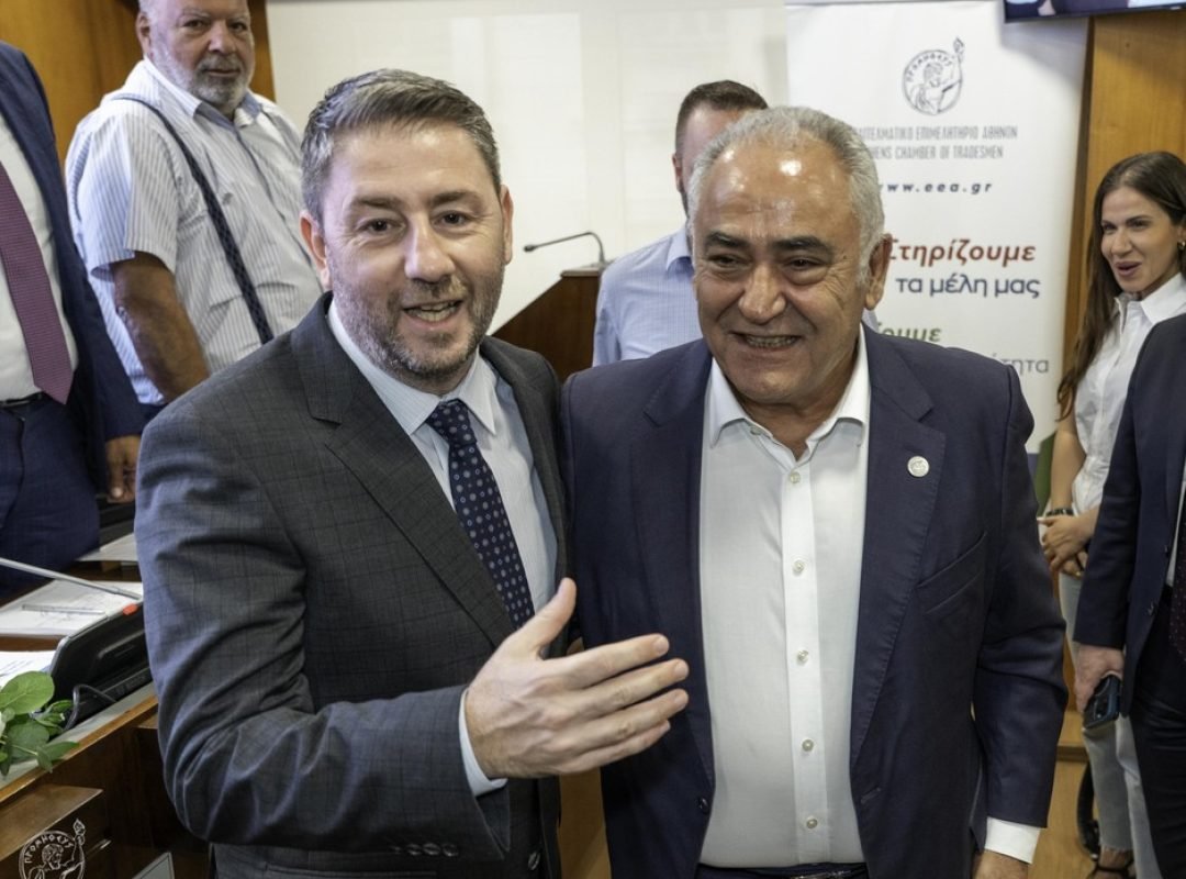 Ο Νίκος Ανδρουλάκης μιλά στη συνεδρίαση του Επαγγελματικού Επιμελητηρίου Αθηνών για τις προτάσεις του ΠΑΣΟΚ σχετικά με τη στήριξη των μικρομεσαίων επιχειρήσεων